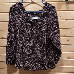 Universal Thread Black and Pink Floral Blouse